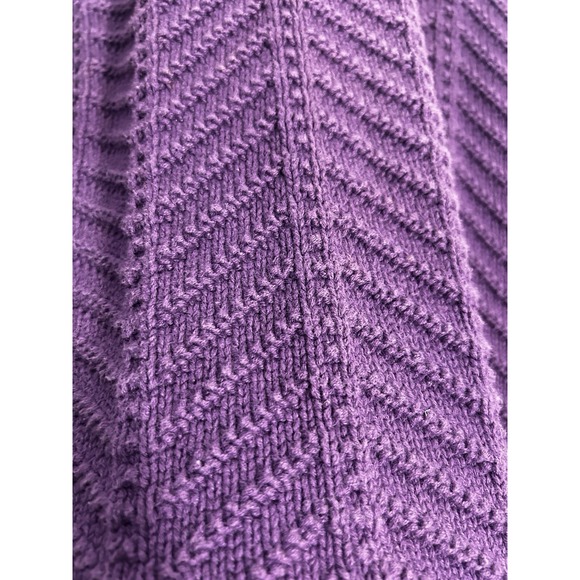 Purple Chevron Knit Sweater Crewneck Pullover Knitwear Long Sleeve - Picture 7 of 9
